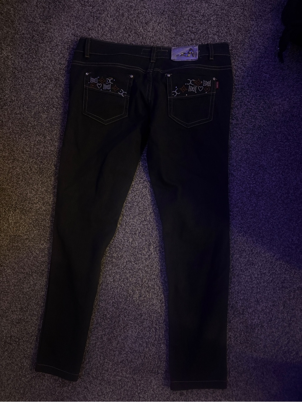 Vintage Gucci Black Skinny Jeans with Embroidered Back Pockets